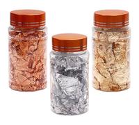 TOPBATHY 3 Frascos de Láminas de Oro para Uñas Hojuelas Decorativas Color Dorado Plateado y Rosa Fragmentos de Lámina para Manicura DIY Suministros para Decoración de Uñas Brillo