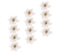 TOPBATHY 32 Piezas Flor De Navidad Decoración Navideña Pequeño Árbol De Navidad Grandes Adornos Navideños Adorno Navideño De Flor De Pascua Adornos para Arboles De Navidad Golden Paño