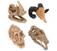 TOPBATHY 4 Piezas Adorno de Calavera de Resina para Acuario y Terrario, Decoración Multifuncional y Fácil de Transportar, Adecuado para Hábitat de Reptiles y Tortugas