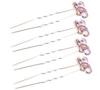 TOPBATHY 4 piezas Horquillas U Tipo con Cristales para Boda Pasadores Elegantes para Peinados Recogidos y Semi Recogidos Accesorios Delicados para Novia y Fiesta