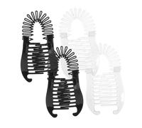 TOPBATHY 4 piezas Pinzas para Cabello Banana Clips de Plástico Interconectables Unidades Negras Transparentes Clip Elástico y Flexible para Mujeres y Niñas Accesorio Ligero y Seguro para
