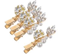 TOPBATHY 4 Piezas Pinzas Pelo Perlas Pinza Pelo Perlas Dorado Sujeción Firme para Mujeres y Chicas Adolescentes Bodas y Ceremonias