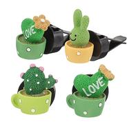 TOPBATHY 4 Piezas Porta Perfumes De Cactus Ambientador De Coche De Cactus Refrescar Clips Difusor De Ventilación Del Coche Decoración Perfumado Aire Interior Ambientador De Cactus Resina