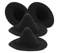 TOPBATHY 4 Piezas Sombreros de Bruja Miniatura Pack de Negras para Decoración Halloween Accesorios DIY para Casa de Muñecas Jardín Encantado y Fiesta Temática
