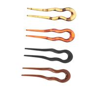 TOPBATHY 4 Piezas U-shaped Vintage Hairpins Set Leopard Print Chinese Hair Stick Stable Bun Holder For Women Quick Updo Maker Suitable For All Hair Types