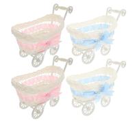 TOPBATHY 4piezas Cesta de Ratán Simulada para Decoración de Shower Centros de Mesa Dulces de Boda Mini Cochecitos Porta Dulces Recuerdo de Fiesta de Cumpleaños Cajas de Golosinas
