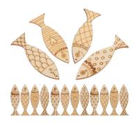 TOPBATHY 50 Piezas de Adornos Forma de Peces de Madera sin Terminar para Manualidades Infantiles Estilo Mediterráneo Temática Náutica para Decoración Creativa