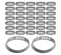 TOPBATHY 50 Unidades Pulseras Accesorio Cómodo Adecuado de Silicona Elásticas para Graduación 2026 en Color Plata para Fiestas de Fin de Año Escolar y de Graduación
