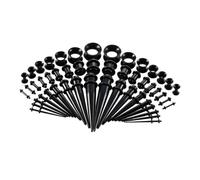 TOPBATHY 50piezas Kit de Expansión de Oído Dilatadores de Oreja para Perforación de Pabellón Auricular de Tapones para Oídos Negro para Dilataciones de Oreja y Joyería para Perforación Corp