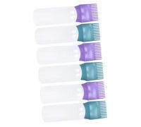 TOPBATHY 6 piezas Botella Aplicadora Peine para Cabello con Escala Graduada Dosificador de Aceite para Raíz y Cabelludo Reutilizable y Práctica Plástico Duradero Colores Verde y Púrpura