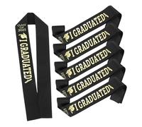 TOPBATHY 6 Piezas correas de fiesta de graduación deslumbrante me gradué faja fajín con letras doradas recuerdos de graduación disfrazarse de fiesta clase de 25 hojas Negro
