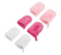 TOPBATHY 6 piezas Guantes Faciales de Limpieza Absorbentes y Transpirables Toallitas de Microfibra Reutilizables para Desmaquillar y Lavar el Rostro para Viajes de Colores Rosa