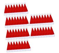 TOPBATHY 75 Piezas Mini Sombrero de papá Noel Porta Cubiertos de Navidad Sombrero de muñeca de Navidad Christmas Tree Decorations Santa Hat Sombreros de Santa en Miniatura paño Rojo