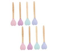 TOPBATHY 8 Piezas Cucharas de Silicona Resistentes al Calor con Mango de Madera Juego para Cocinar Hornear y Preparar Comidas Festivas Colores Surtidos Rosa Verde Azul