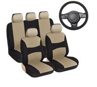 TOPBATHY 9 Piezas Fundas Aplicables para Asientos de Coche con Funda para Volante de Coche Negro Hecha de Tela para Uso Diario Interiores