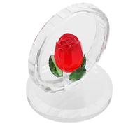 TOPBATHY Adorno de Rosa de Cristal Rojo Simulada Decorativa para Centro de Mesa, Figura Coleccionable de Flores Artificiales para Boda y Decoración Navideña, Escultura de Tres Hojas