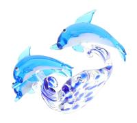 TOPBATHY Adornos De Vidrio Figura De Ballena En Miniatura Estatuas De Delfines para Piña Decoración De Oro Lámpara Solar Soporte De Acuario Decoración De Delfines Estatua De Rana Coral Blue