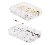 TOPBATHY Adornos para Uñas Punk Metálicos Tachuelas Cónicas 6 Compartimentos Dijes de Base Plana para Decoración de Manicura Accesorios Resistentes y Versátiles para Arte de Uñas