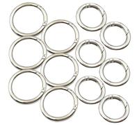 TOPBATHY Anillos de Llavero Resorte Redondos de Acero Inoxidable Plateado Tamaño 40X28Mm y 50X35Mm Paquete de 12 Piezas Mosquetones para Llaveros DIY Accesorios para Bolsos y Camping