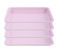 TOPBATHY Bandeja Organizadora de Herramientas Set de 4 Piezas de Acero Inoxidable Rosa Diseño Rectangular y Duradero para Uñas Adecuado para Mesa de Belleza y Escritorio