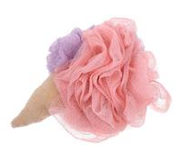 TOPBATHY Bola de Baño Exfoliante para Ducha Diseño Adorable Tipo Helado Elimina Impurezas y Células Muertas para Piel Sensible y Uso Infantil Rojo y Morado