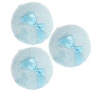 TOPBATHY Borla de Polvo Corporal para Ñiño 3 Piezas Borla Redonda de Felpa Lazo Azul Suave y Cómoda para Aplicar Talco Después del Baño Uso Doméstico y Viaje