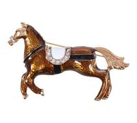 TOPBATHY Broche de Caballo Vintage Dorado de Aleación Esmaltado y Diseño Antiguo Corte para Mujeres y Hombres, Práctico Elaboración Detallada