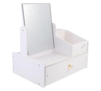TOPBATHY Caja De Almacenamiento Con Cajón Transparente Para Cosméticos y Joyas, Tamaño Mediano, Con Espejo Multiusos, Organizador Práctico Para Escritorio y Tocador, Adecuado Para Uso Doméstico