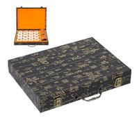 TOPBATHY Caja de Almacenamiento de Madera para Mahjong y Ajedrez, Portátil Asa, Diseño Vintage, Espaciosa para Fichas y Piezas de Juego, Organizador Rectangular para Hogar y Viaje