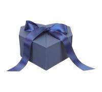 TOPBATHY Caja de Obsequio en Forma de Corazón Azul Oscuro, Cajita de Cartón Reutilizable para Cumpleaños y San Valentín, Caja para Envolver Regalos Pequeñas Doble Apertura y Cinta Elegante