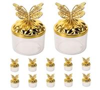 TOPBATHY Cajas de Dulces para Bodas Transparentes Redondas Tapa Dorada, 12 Unidades, Caja Decorativa para Regalos y Recuerdos de Fiesta, Tamaño 8,9 X 5,5 X 5,5 Cm