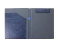 TOPBATHY Carpeta de Archivos A4 de Piel Sintética Azul Marino Portafolio de Trabajo para Hombres Clips Metálicos Soporte para Hojas Sueltas y Ranuras para Tarjetas Organizador