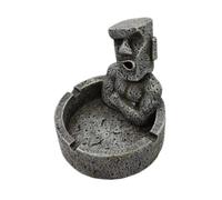 TOPBATHY Cenicero con Tapa De Estatua De Isla De Pascua Cenicero De Piedra Creativo para Decoración De Escritorio Resina Única