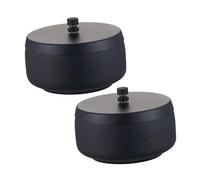 TOPBATHY Cenicero de Metal Inoxidable Pequeño 8,8x8,8x7 Cm con Tapa a Prueba de Viento Acero Inoxidable Negro para Interior, Exterior, Hogar y Oficina Pack 2 Piezas