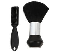 TOPBATHY Cepillo para Limpiar el Cabello de Salón 2 Piezas Mango de Madera y Cerdas de Nailon, Plumero de Cuello Práctico y Ligero para Peluquería, Barbería y Uso Casero