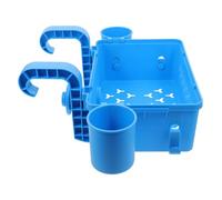 TOPBATHY Cesta de Almacenamiento Colgante para Piscina al Aire Libre Soporte para Toallas y Portavasos, Cesta Desmontable de Plástico Azul para Organizar Accesorios Junto Piscina