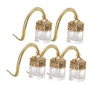 TOPBATHY Colgante de Vidrio Dorado para Coche Recargable de Botella de Perfume de 8ml Paquete de 5 Unidades, Decoración Colgante Adecuado para Amantes del Automóvil