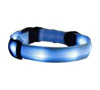TOPBATHY Collar LED Azul para Perros Luz Intermitente de Seguridad Nocturna, Ajustable de 33 a 55 Cm, Nylon Duradero y Fácil de Operar Pilas Botón Incluidas para Paseos
