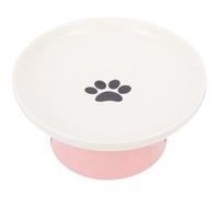 TOPBATHY Cuenco Elevado para Gatos de Cerámica Diseño Ergonómico, Antideslizante, Color Rosa Huellas, Adecuado para Interior y Alimentación Cómoda