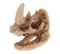 TOPBATHY Cueva de Escondite de Resina para Reptiles, Cráneo de Rinoceronte Decorativo, Tamaño Pequeño, Color Beige, Accesorio para Terrarios de Lagartos y Serpientes, Refugio Seguro