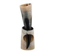 TOPBATHY de Buey Vikingo con Soporte Taza Grande de Bebida Natural para Cerveza y Vino Resistente y Decorativa para Fiestas y Uso Doméstico