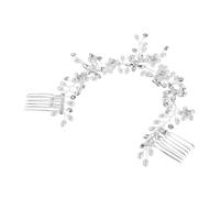 TOPBATHY Diadema de Boda con Doble Peine Artesanal con Perlas y Cristales Tocado Elegante para Novia Joyas Mujer y Tocados Pelo Boda Accesorio Versátil para Fiestas y Eventos Formales