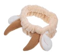 TOPBATHY Diadema de Maquillaje para Mujer Estilo Cuerno de Ganado, Banda Elástica de Franela Agradable y Esponjosa para Spa y Aplicar Mascarilla, Color Caqui