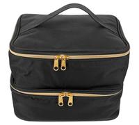 TOPBATHY Estuche para Esmaltes de Uñas de Doble Capa Portátil Capacidad para 30 Frascos Material Nailon Resistente Bolsa Organizadora Negra Adecuado para Manicura y Viaje