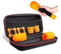 TOPBATHY Estuche para Micrófono Negro con Cremallera Set de Esponjas Antiviento Naranjas Antideslizantes y Protectores Antivuelco Bolsa Acolchada para Almacenamiento y Transporte de