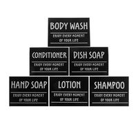 TOPBATHY Etiquetas Impermeables Adhesivas Para Botellas De Champú - Pegatinas Organizador De Baño Y Cocina Resistente Al Aceite Medida 3.54X2.63 Pulgadas Set De 6