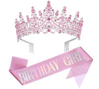 TOPBATHY Faja de Princesa y Tiara de Cumpleaños para Mujer Cristales de Imitación, Diseño Delicado y Tejido Fiestas y Celebraciones