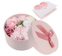 TOPBATHY Flores de Jabón Decorativas Día Madre Ramos Delicados de Jabón Perfumado en Caja Redonda Rosa Adorno Floral Artificial para Obsequio y Decoración Romántica del Color