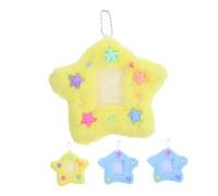 TOPBATHY Fundas de Felpa para Tarjetas de Identificación Forma de Estrella Amarilla y Azul Llavero Porta Credencial Inserto de Foto 4 Piezas para Uso Escolar y Profesional