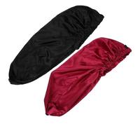 TOPBATHY Gorros Cabello De Satén 2 Piezas Tamaño Largo Para Mujer Cuidados Capilares Uso Nocturno Negro y Burdeos Cierre Ajustable